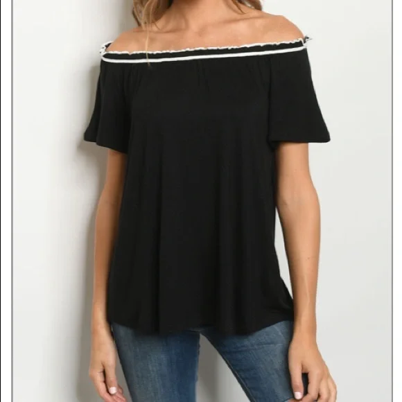 Black Off The Shoulder Top - Picture 9 of 11